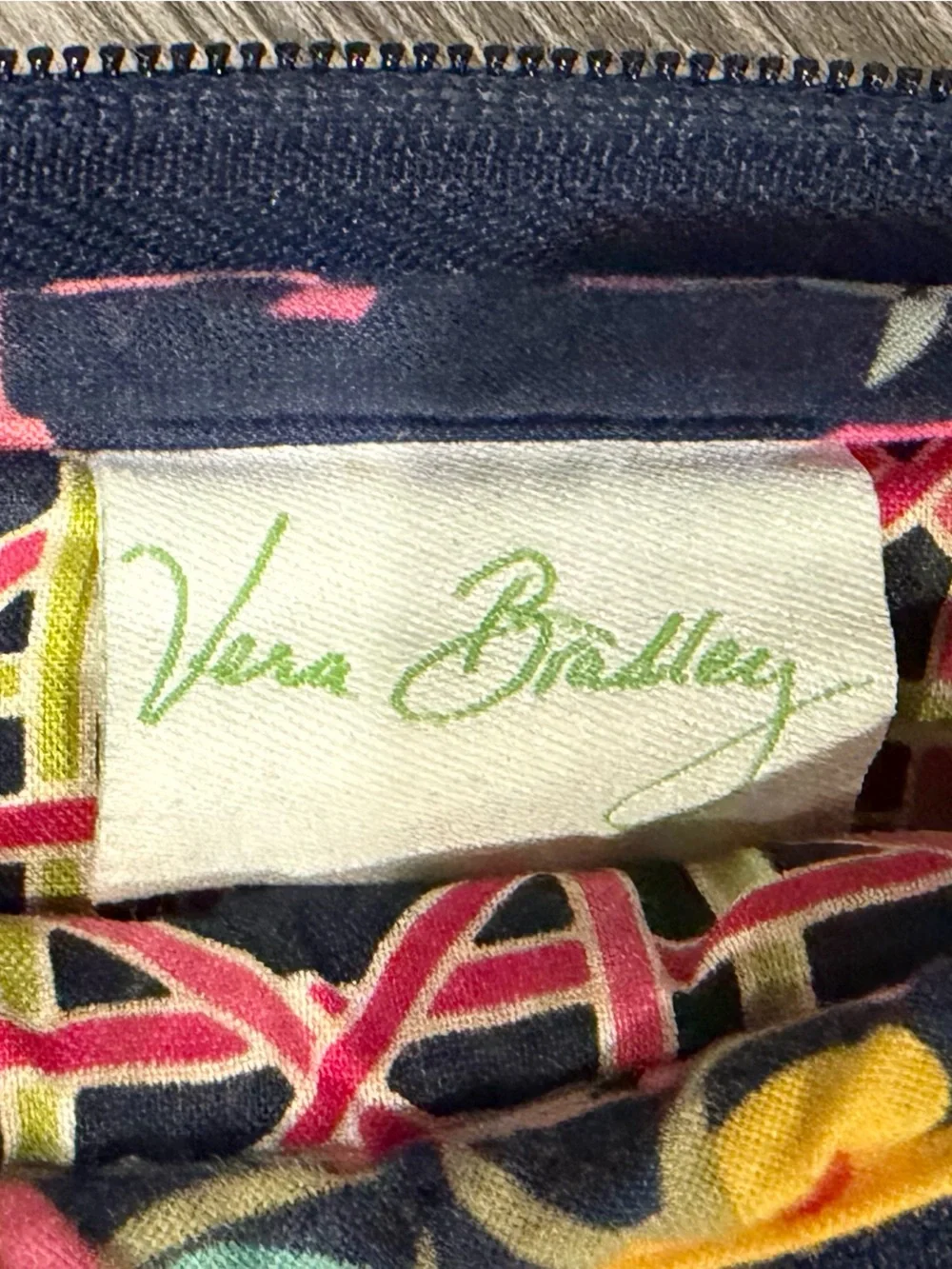 Vera Bradley Navy Quilted Floral Organizer Pouch